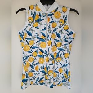 Tail Yellow Lemon, Blue, and White Sleeveless Quarter Zip Tank Top Size XS